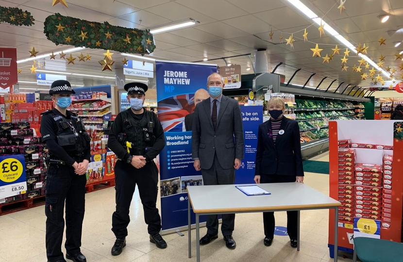 Jerome Mayhew MP and Police at Tesco